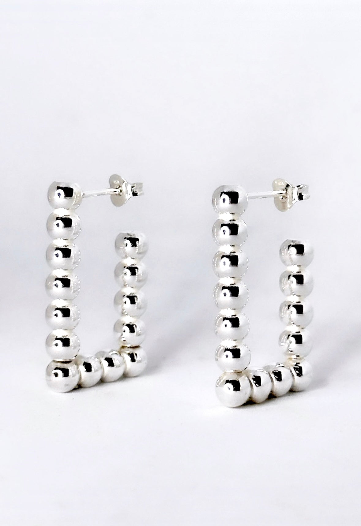Square Dotted Hoops Silver