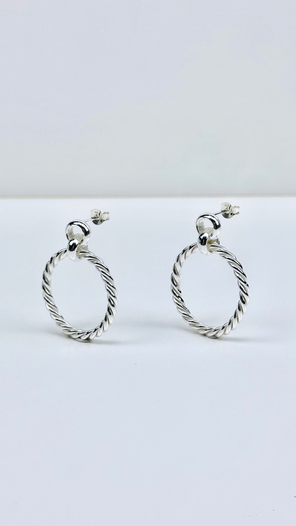 Rope Hoop Earrings Silver