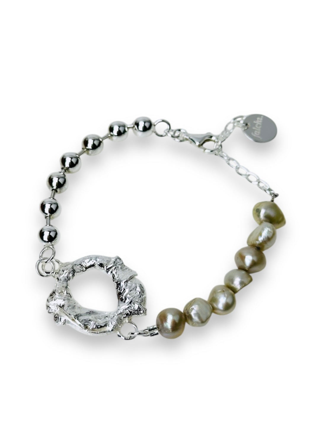 Coral Pearl Bracelet Silver