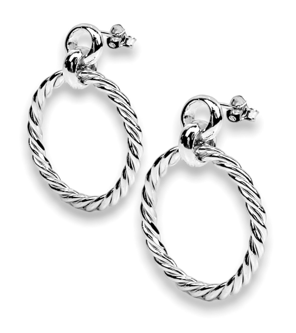 Rope Hoop Earrings Silver