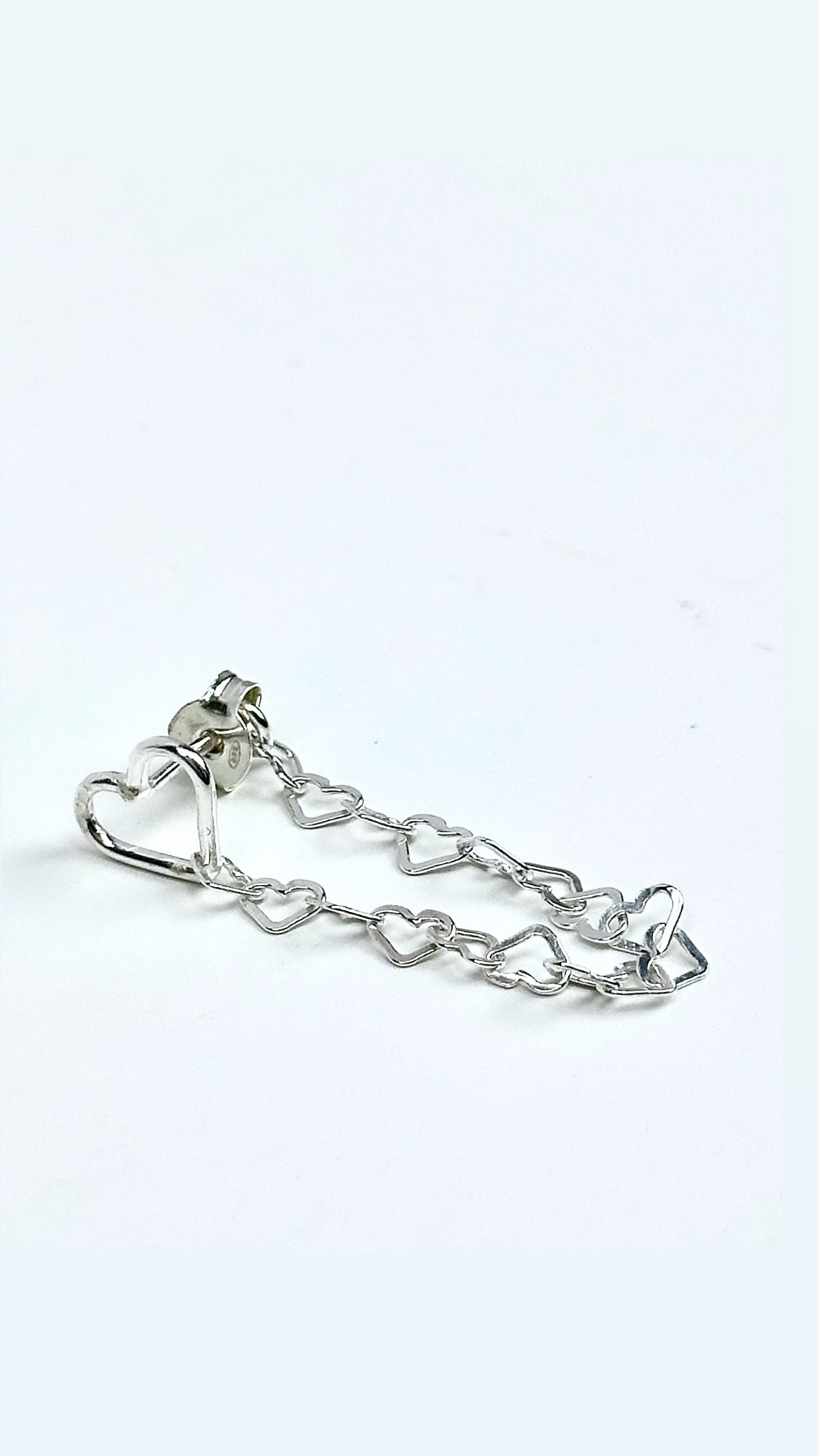 Heart Chain Studs Silver